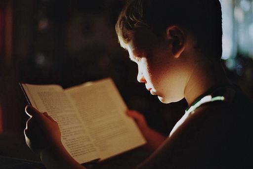Boy reading book