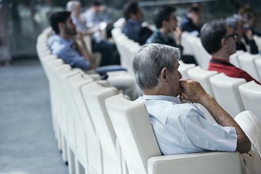 Audience listening to crime writer speaking