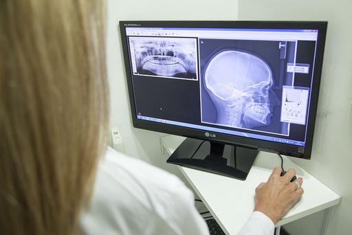 Nurse checking x-ray
