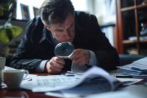 Private detective at his desk